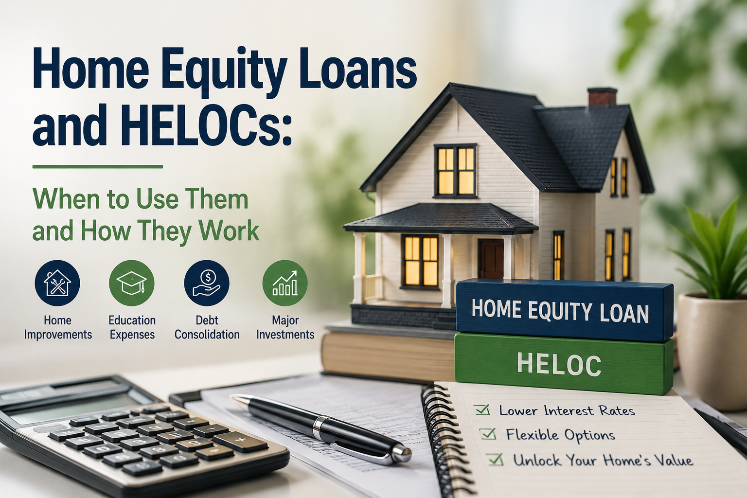 Home equity loans and HELOC options for homeowners.